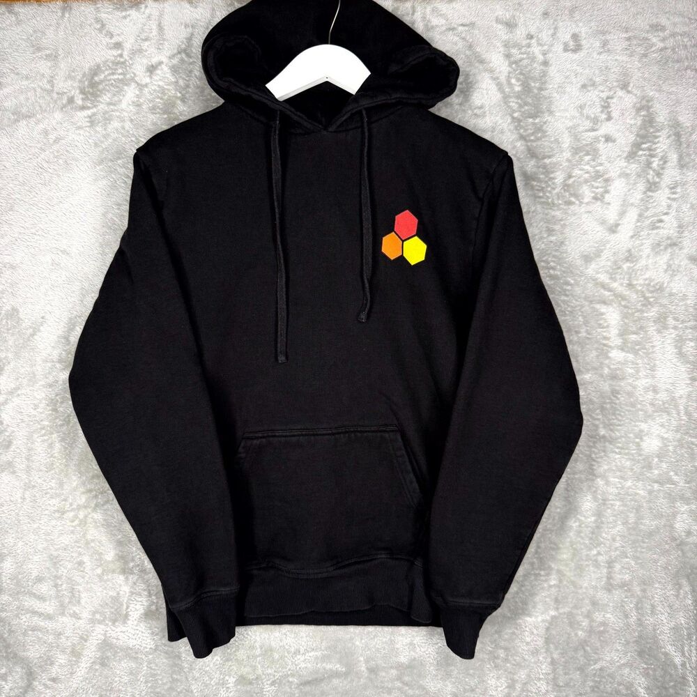 Channel Islands Hoodie Men Small Classic Hex Black Pullover Organic Cotton Surf